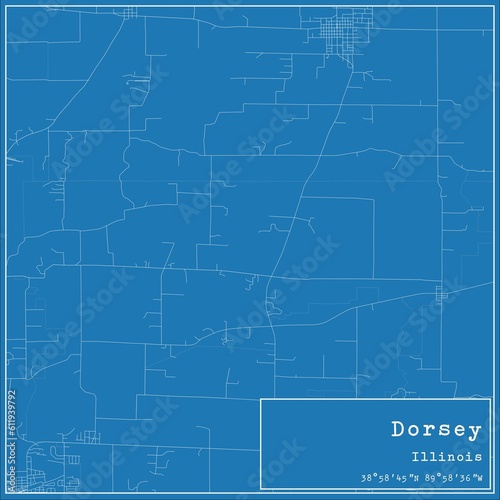 Blueprint US city map of Dorsey, Illinois. photo