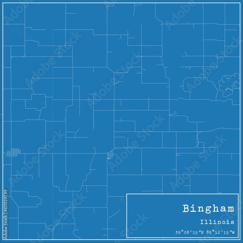 Blueprint US city map of Bingham, Illinois. photo