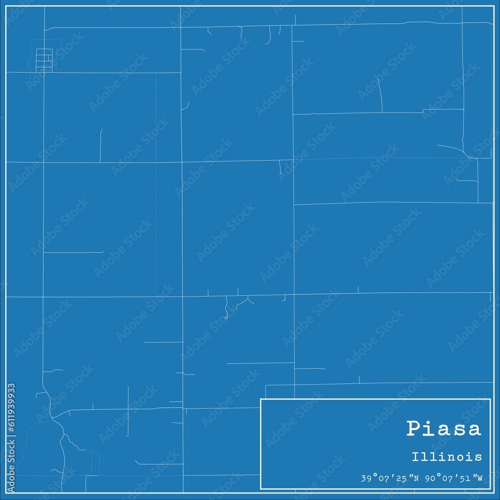 Blueprint US city map of Piasa, Illinois.