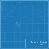 Blueprint US city map of Cerro Gordo, Illinois.