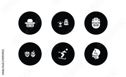 people filled icons set. people filled icons pack included zorro, mother and daughter, elder, old couple, man skiing, throat vector.