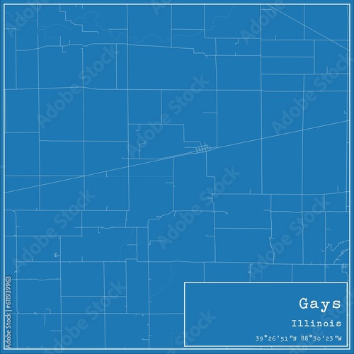 Blueprint US city map of Gays, Illinois.