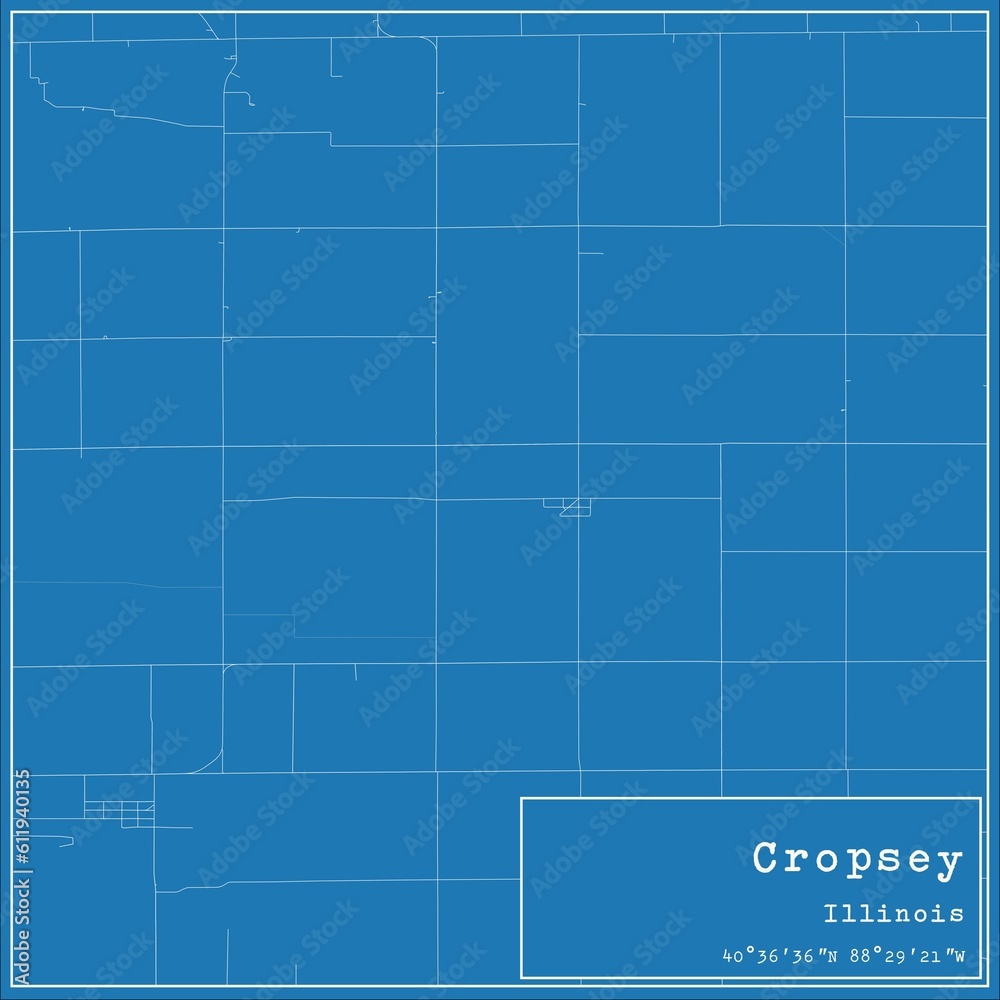 Blueprint US city map of Cropsey, Illinois. Blueprint US city map of Cropsey, Illinois.