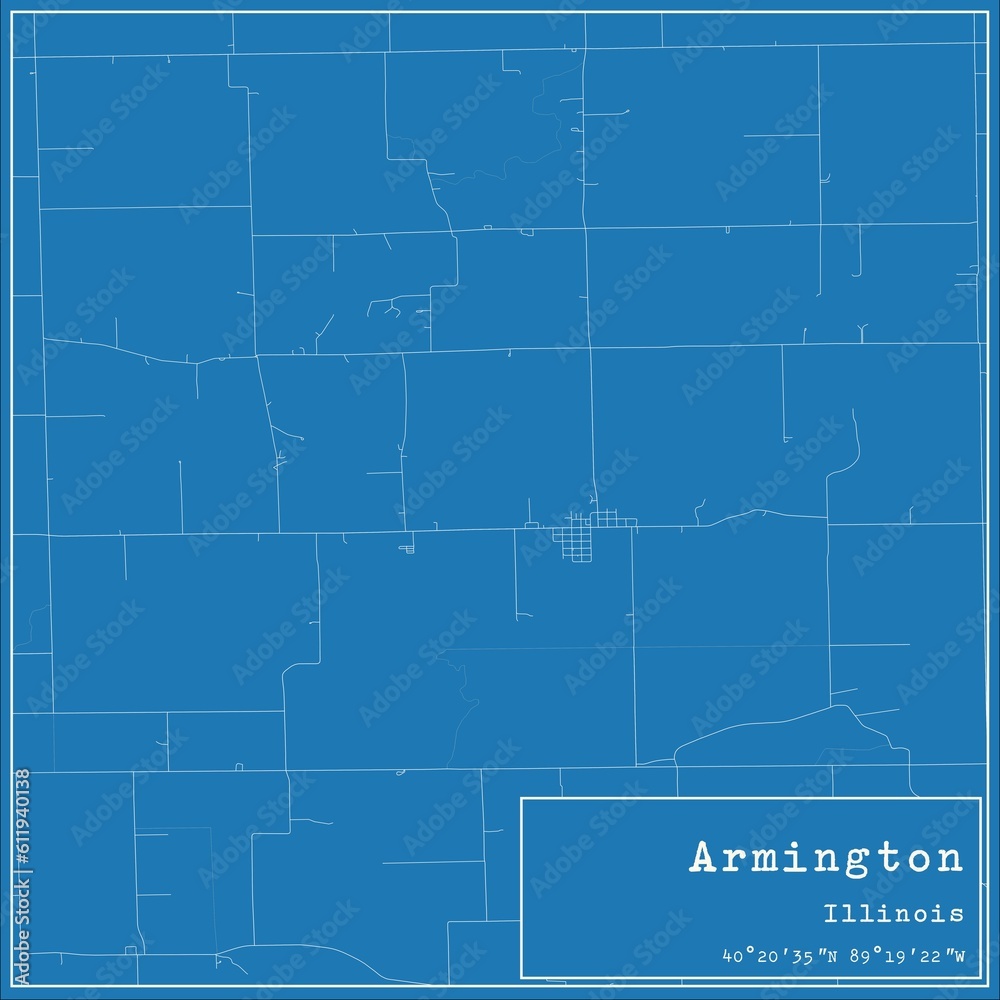 Fototapeta premium Blueprint US city map of Armington, Illinois.