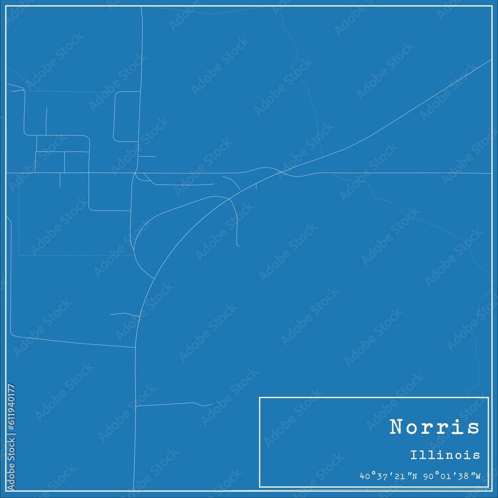Blueprint US city map of Norris, Illinois.
