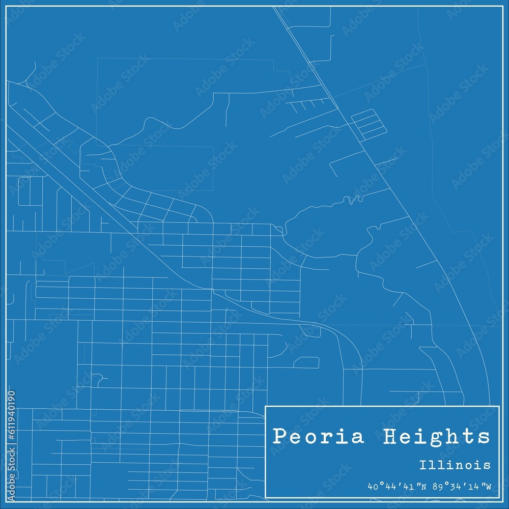 Fototapeta premium Blueprint US city map of Peoria Heights, Illinois.