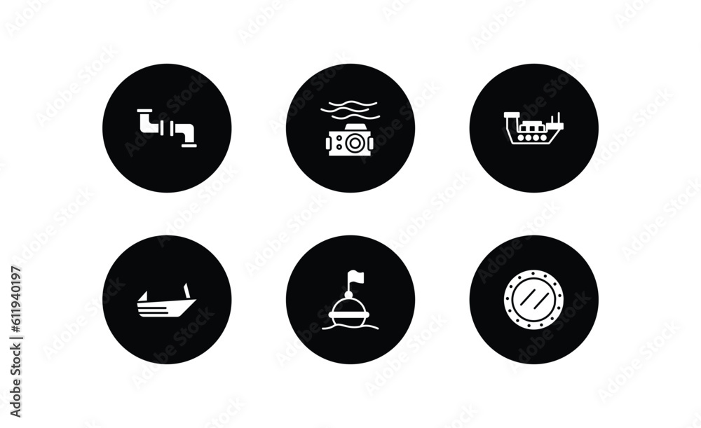 nautical filled icons set. nautical filled icons pack included pipe ...