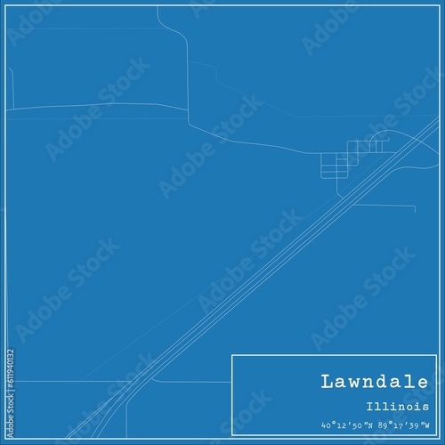 Blueprint US city map of Lawndale, Illinois. photo