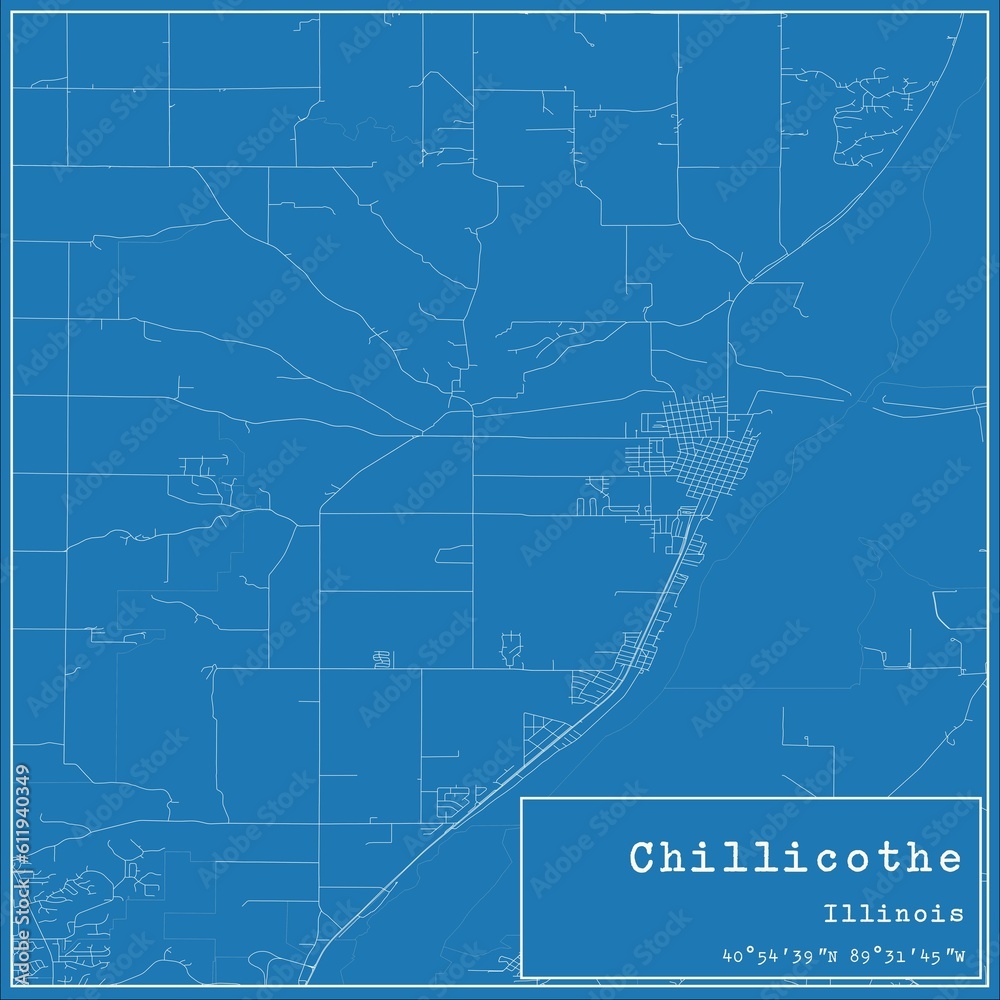 Obraz premium Blueprint US city map of Chillicothe, Illinois.