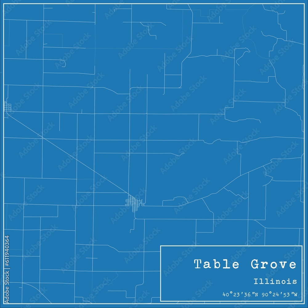 Fototapeta premium Blueprint US city map of Table Grove, Illinois.
