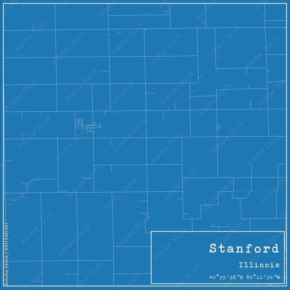 Fototapeta premium Blueprint US city map of Stanford, Illinois.