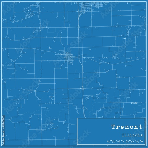 Blueprint US city map of Tremont, Illinois. photo