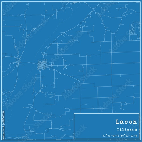 Blueprint US city map of Lacon, Illinois. photo