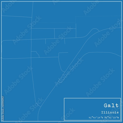 Blueprint US city map of Galt, Illinois. photo