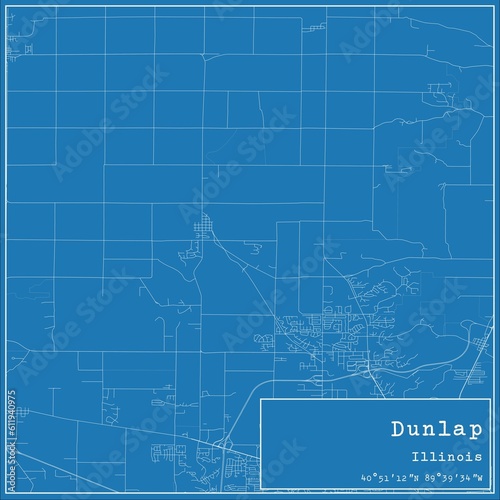 Blueprint US city map of Dunlap, Illinois. photo
