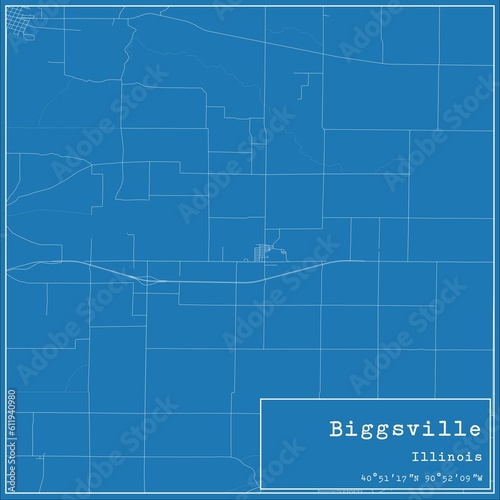 Blueprint US city map of Biggsville  Illinois.