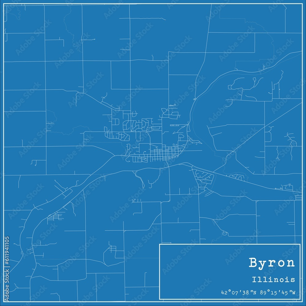 Blueprint US city map of Byron, Illinois. Blueprint US city map of Byron, Illinois.