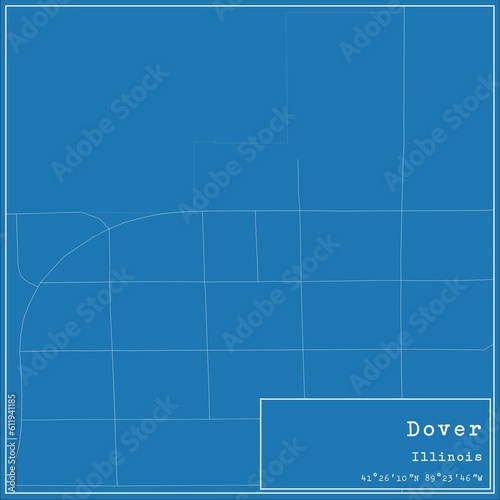 Blueprint US city map of Dover, Illinois. photo