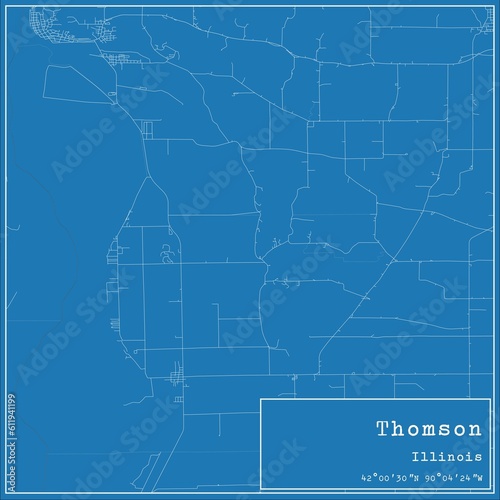 Blueprint US city map of Thomson, Illinois. photo