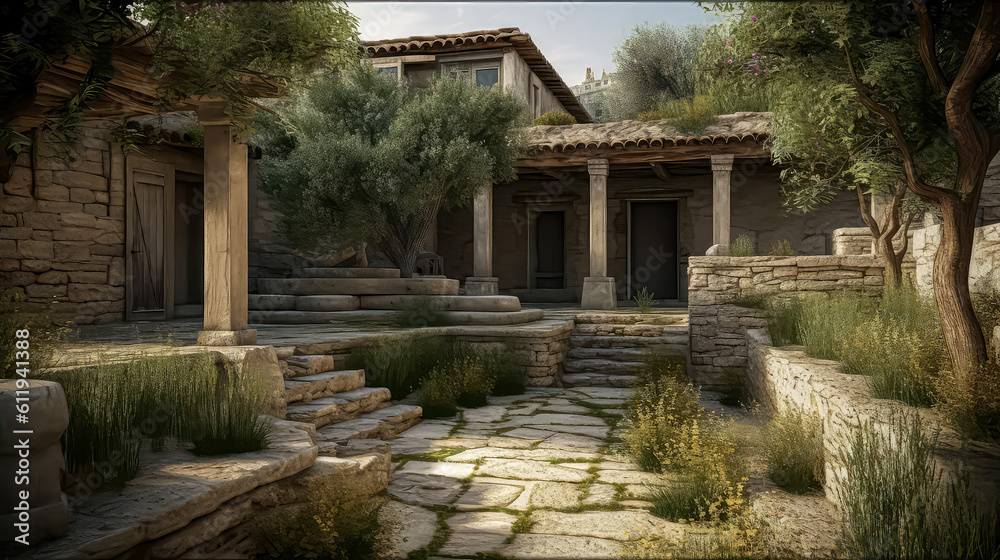3D render greece ancient concept, Home and Garden Embracing the Timeless Elegance and, Creating a Harmonious Fusion of Indoor and Outdoor Spaces 3D render greece ancient concept, Home and Garden Embracing the Timeless Elegance and, Creating a Harmonious Fusion of Indoor and Outdoor Spaces