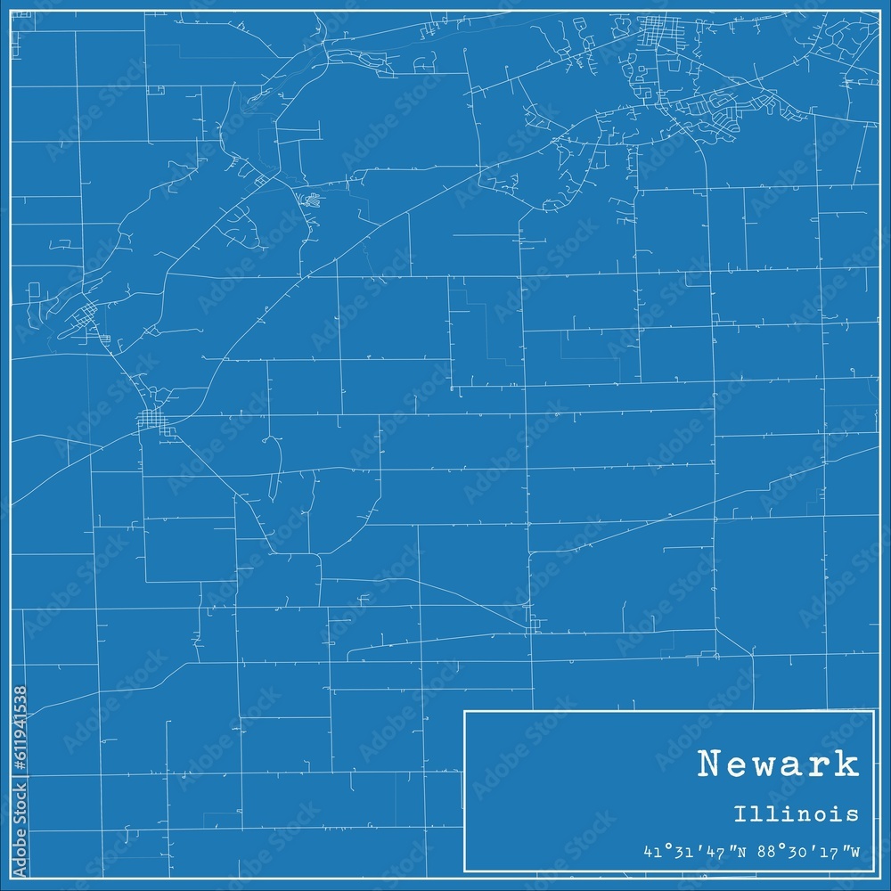 Fototapeta premium Blueprint US city map of Newark, Illinois.