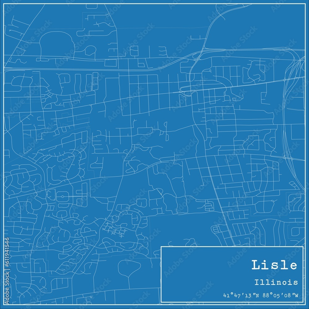 Fototapeta premium Blueprint US city map of Lisle, Illinois.