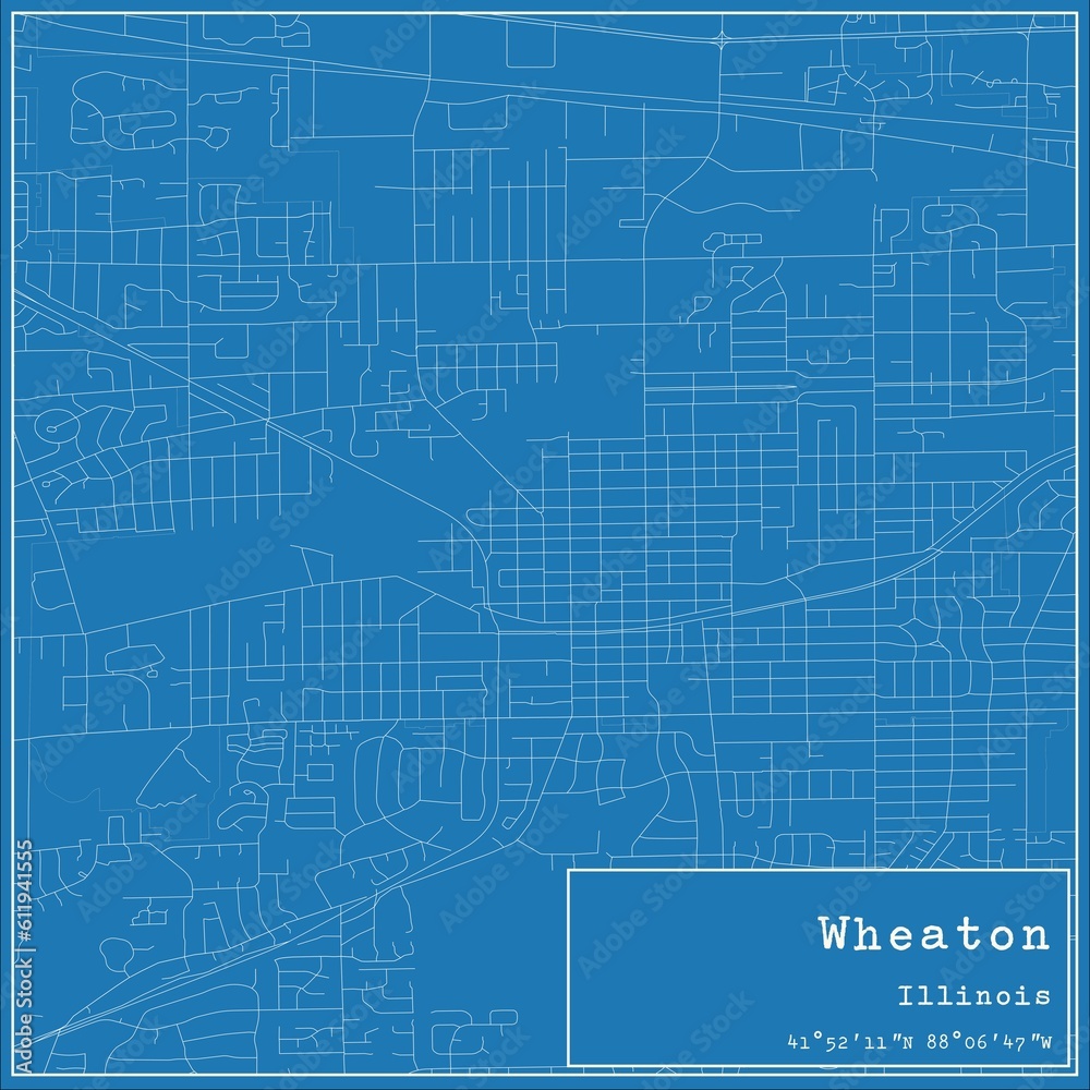 Blueprint US city map of Wheaton, Illinois. Blueprint US city map of Wheaton, Illinois.