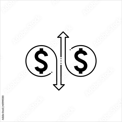 Cash Flow Icon, Money, Currency Flow, Inflow Outflow, Business Economy Activity