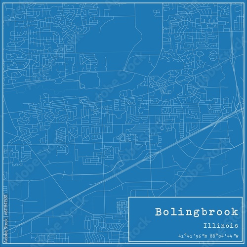 Blueprint US city map of Bolingbrook, Illinois. photo