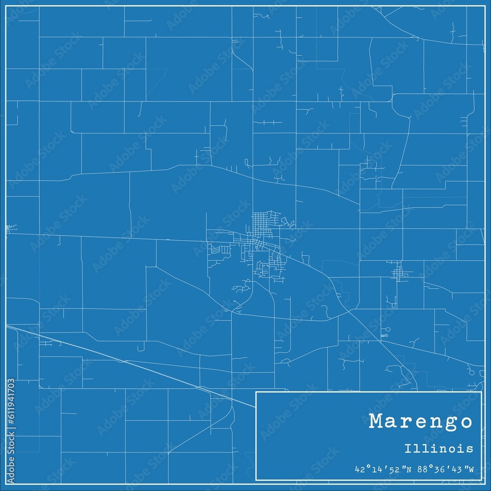 Fototapeta premium Blueprint US city map of Marengo, Illinois.