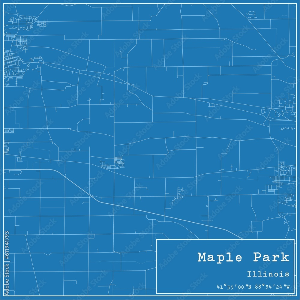 Obraz premium Blueprint US city map of Maple Park, Illinois.