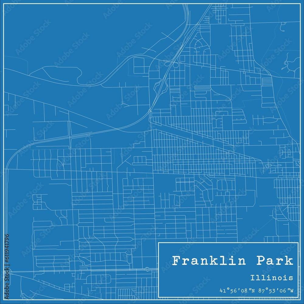 Blueprint US city map of Franklin Park, Illinois. Blueprint US city map of Franklin Park, Illinois.