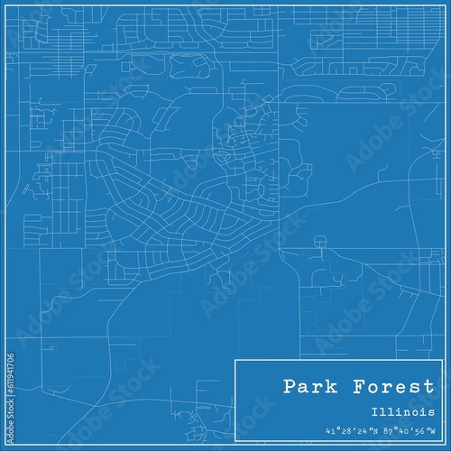 Wallpaper Mural Blueprint US city map of Park Forest, Illinois. Torontodigital.ca