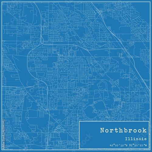 Blueprint US city map of Northbrook, Illinois. photo