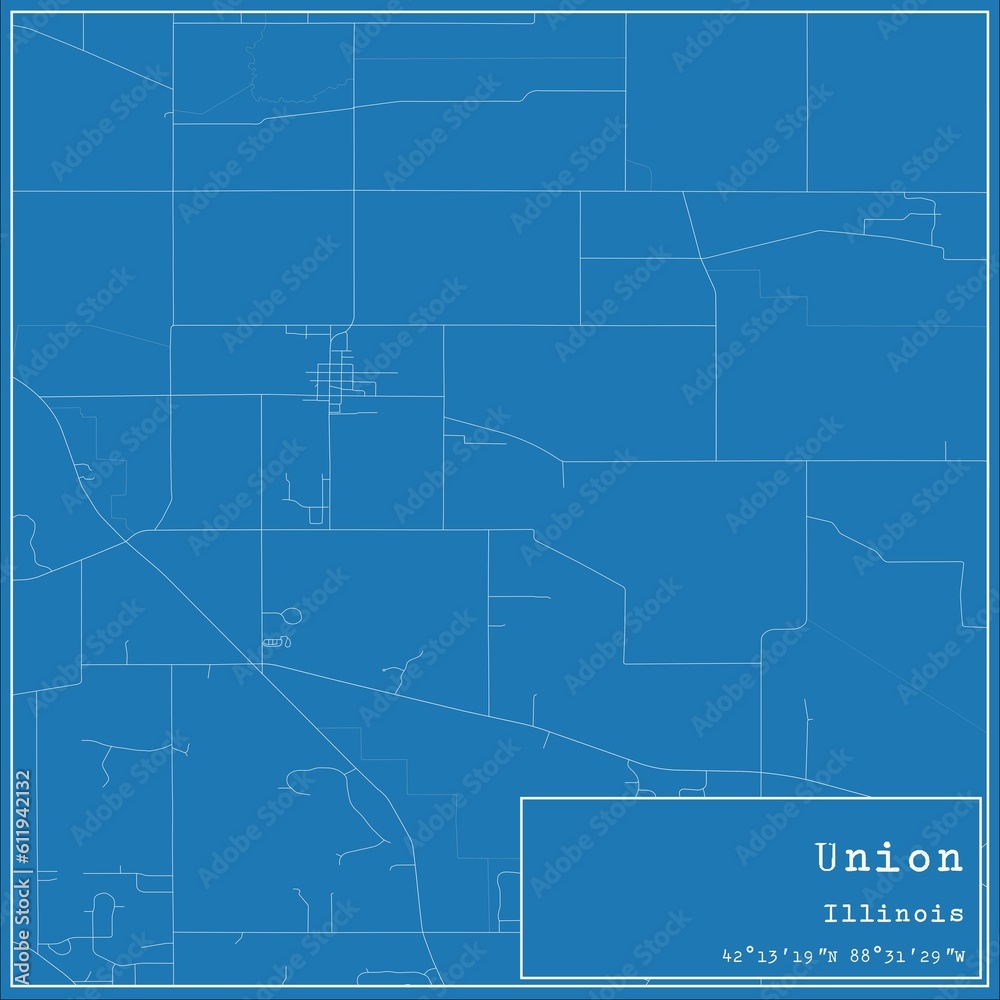 Obraz premium Blueprint US city map of Union, Illinois.