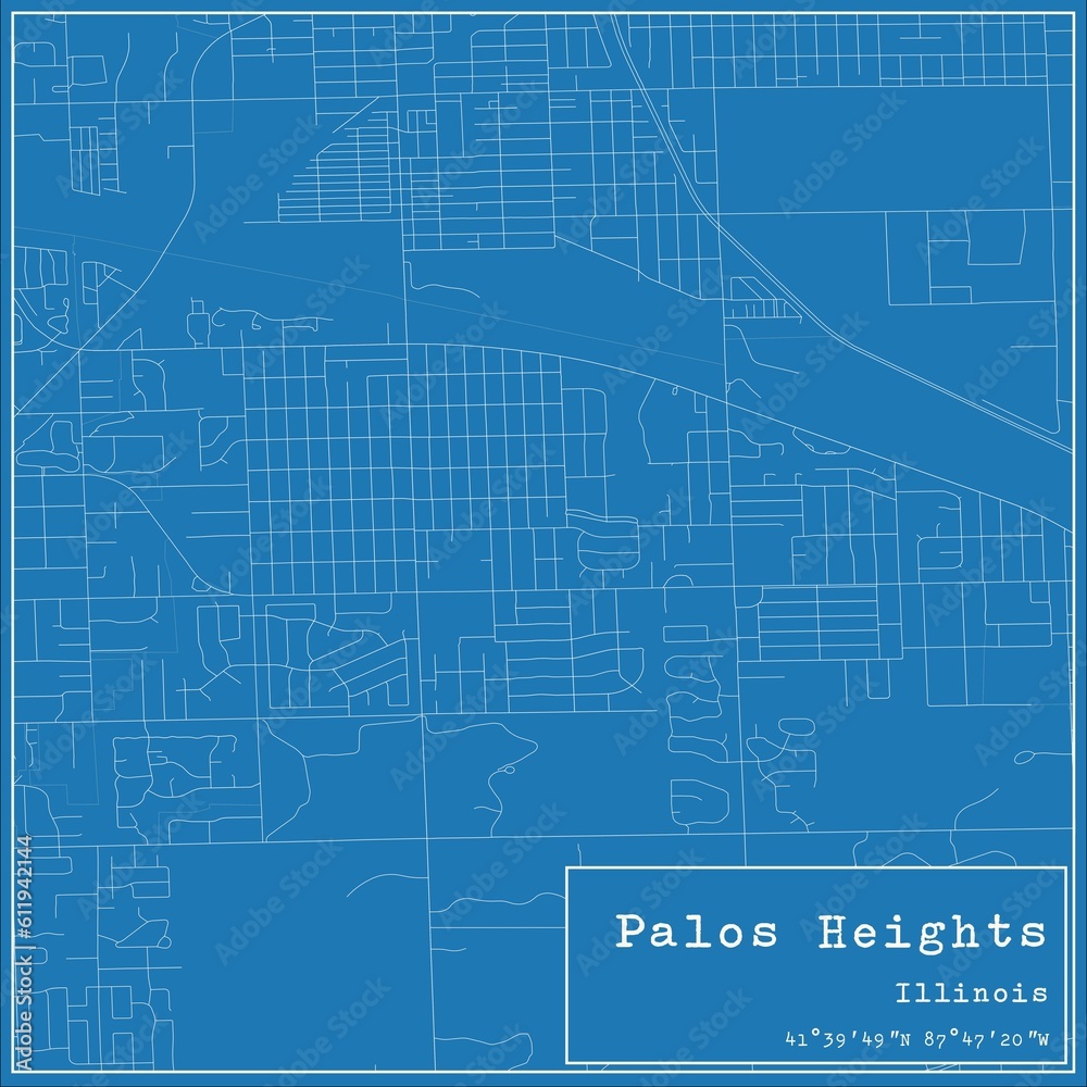 Blueprint US city map of Palos Heights, Illinois. Blueprint US city map of Palos Heights, Illinois.