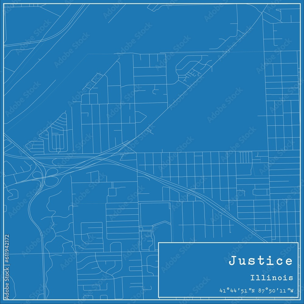 Blueprint US city map of Justice, Illinois. Blueprint US city map of Justice, Illinois.