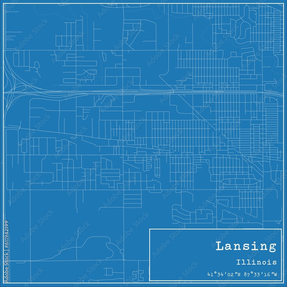 Blueprint US city map of Lansing, Illinois. Blueprint US city map of Lansing, Illinois.