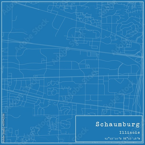 Blueprint US city map of Schaumburg, Illinois.