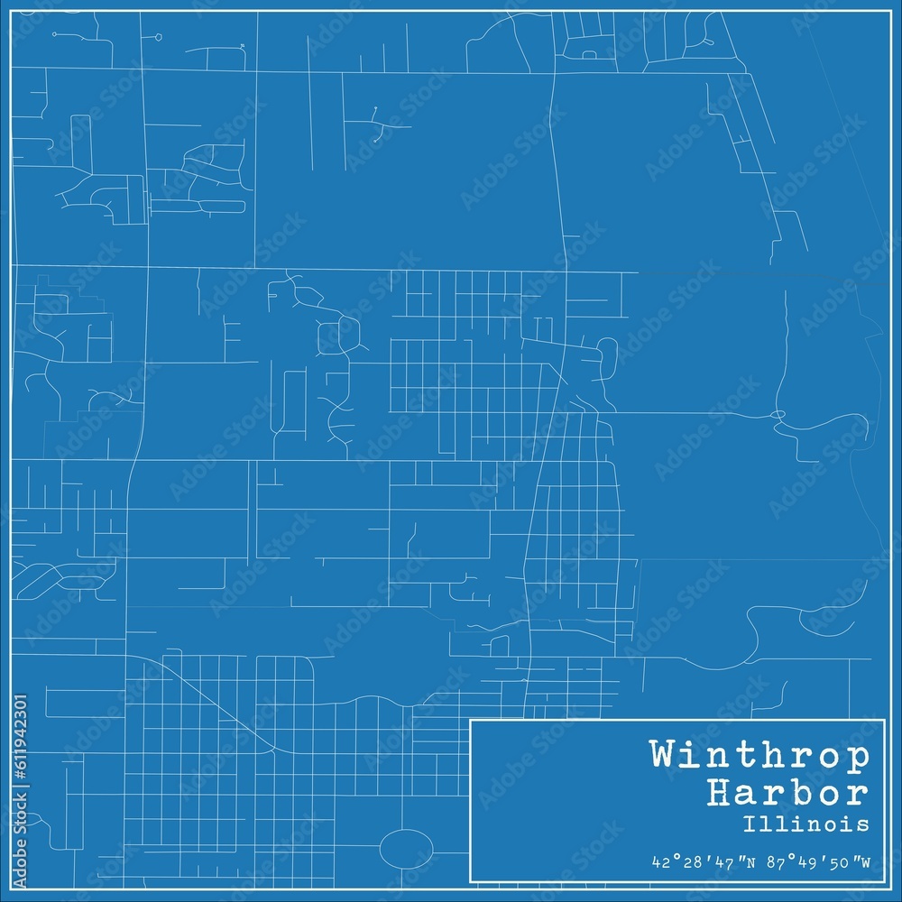 Blueprint US city map of Winthrop Harbor, Illinois. Blueprint US city map of Winthrop Harbor, Illinois.