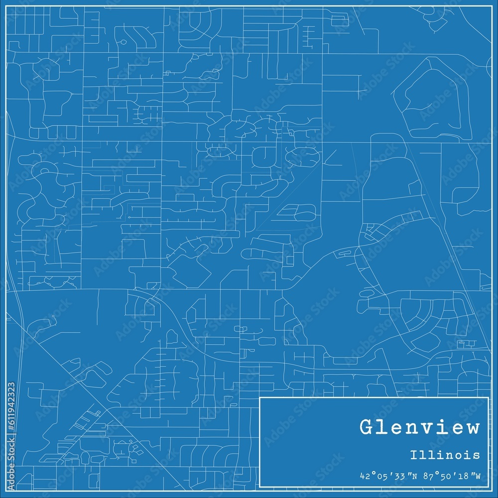 Blueprint US city map of Glenview, Illinois. Blueprint US city map of Glenview, Illinois.