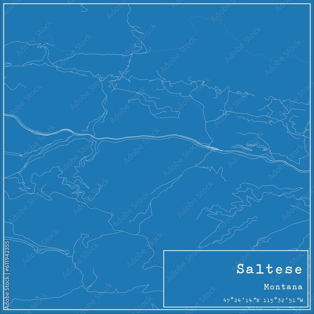 Obraz premium Blueprint US city map of Saltese, Montana.