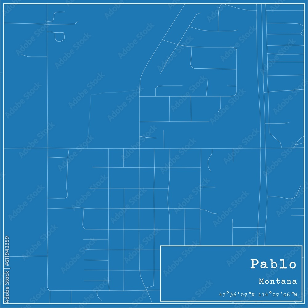 Blueprint US city map of Pablo, Montana. Blueprint US city map of Pablo, Montana.