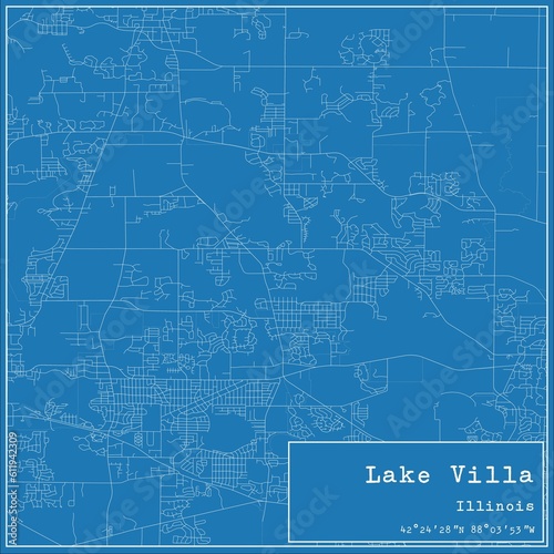 Blueprint US city map of Lake Villa, Illinois.