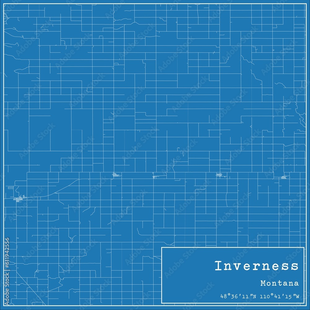 Blueprint US city map of Inverness, Montana. Blueprint US city map of Inverness, Montana.