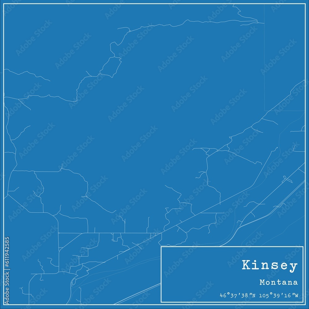 Blueprint US city map of Kinsey, Montana. Blueprint US city map of Kinsey, Montana.
