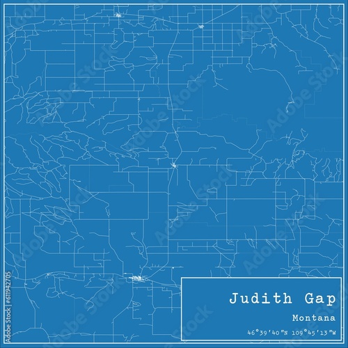 Blueprint US city map of Judith Gap, Montana.
