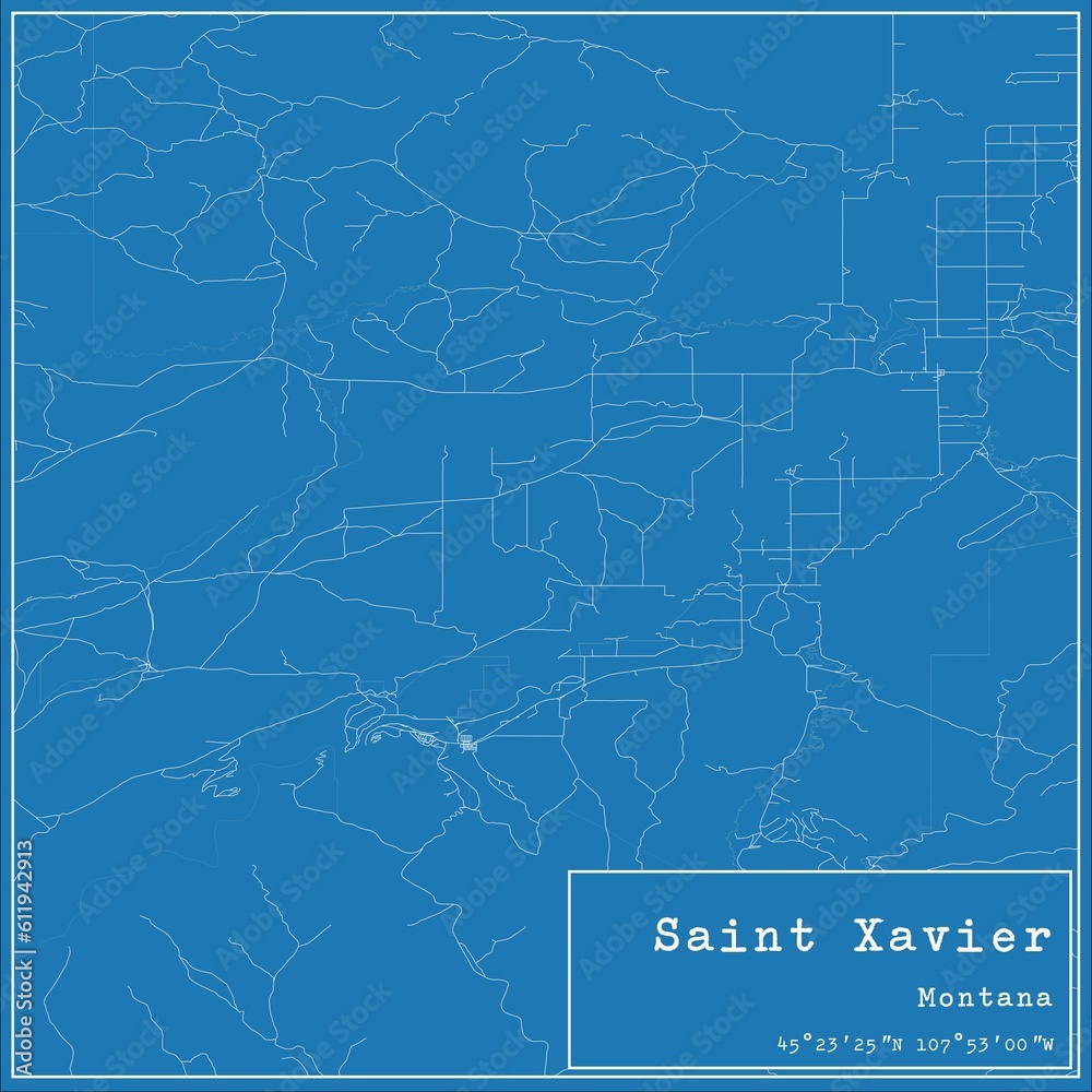 Blueprint US city map of Saint Xavier, Montana. Blueprint US city map of Saint Xavier, Montana.