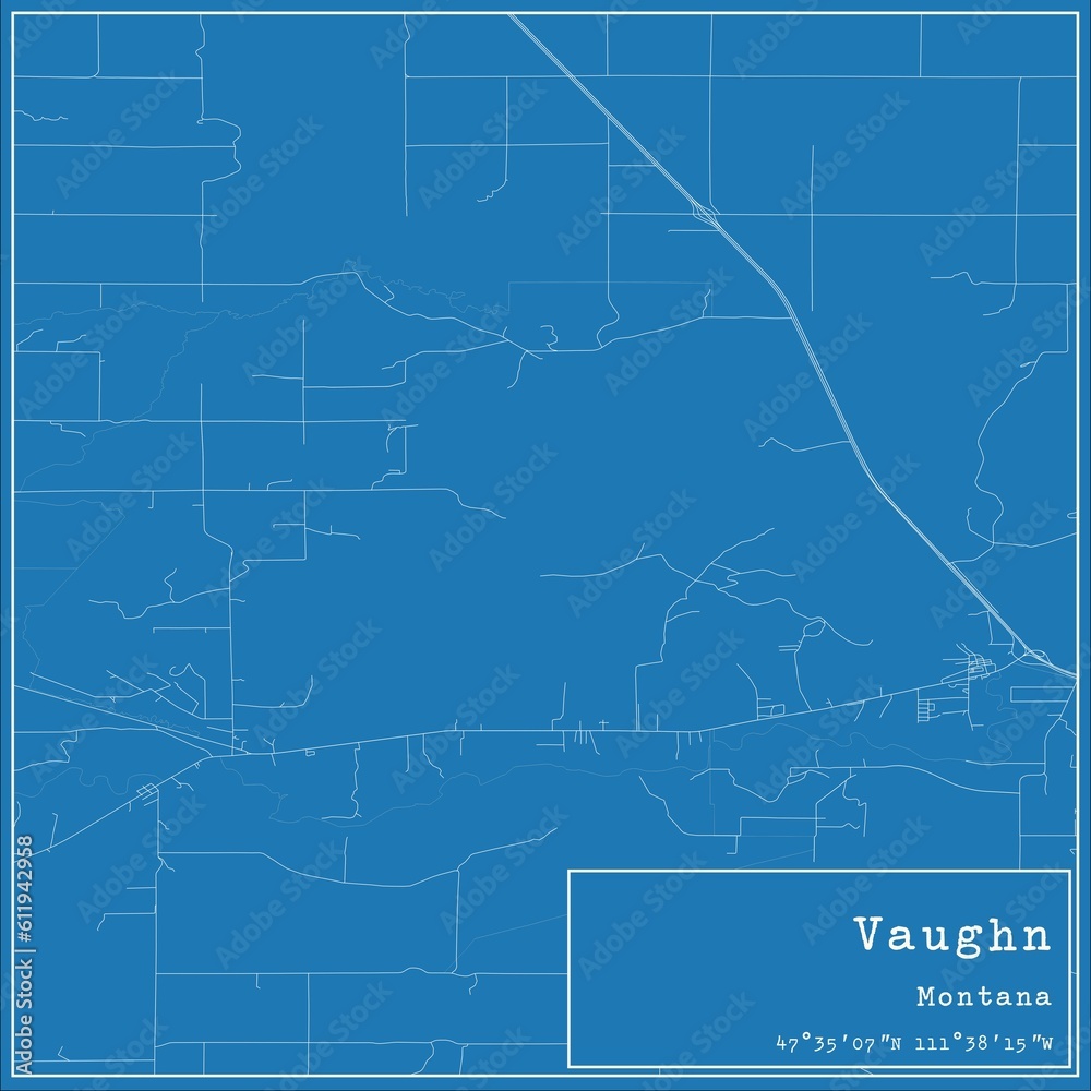 Obraz premium Blueprint US city map of Vaughn, Montana.