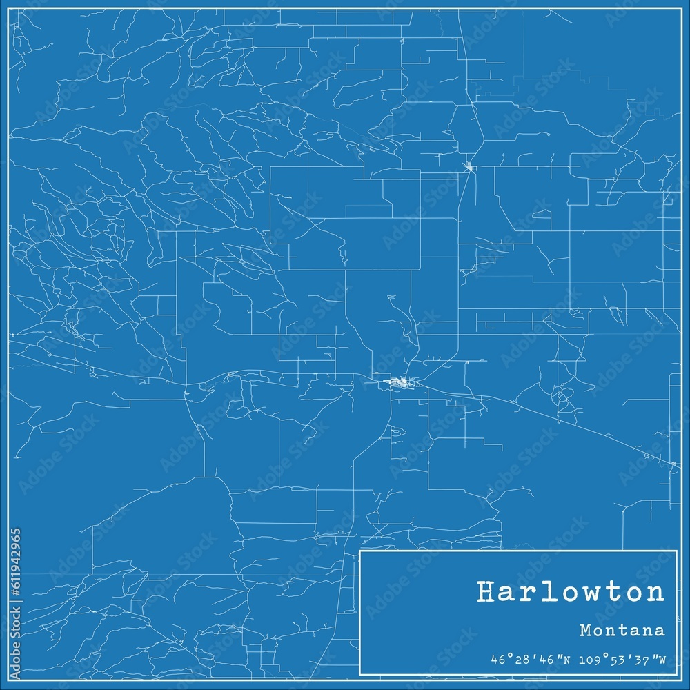 Blueprint US city map of Harlowton, Montana. Blueprint US city map of Harlowton, Montana.